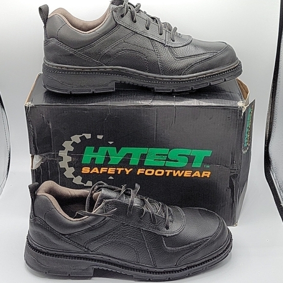 Hytest Hush Puppies Professional oxford steel toe Safety Shoe leather black 9.5